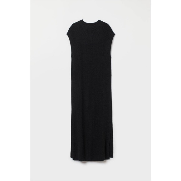 H&M black rib knit dress with high slits - Picture 5 of 11